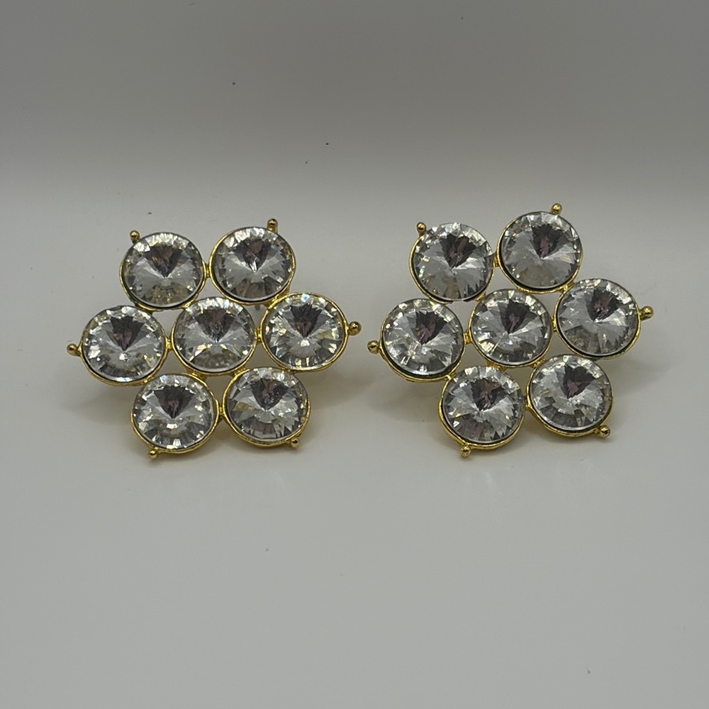 Elegant Rivoli White Crystal Cluster Earrings